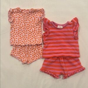 Girls' Floral and Striped Ruffle Outfits